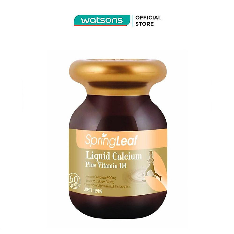 Thực Phẩm Bảo Vệ Sức Khỏe: Spring Leaf Tăng Cường Canxi Liquid Calcium Plus Vitamin D3 60 Viên