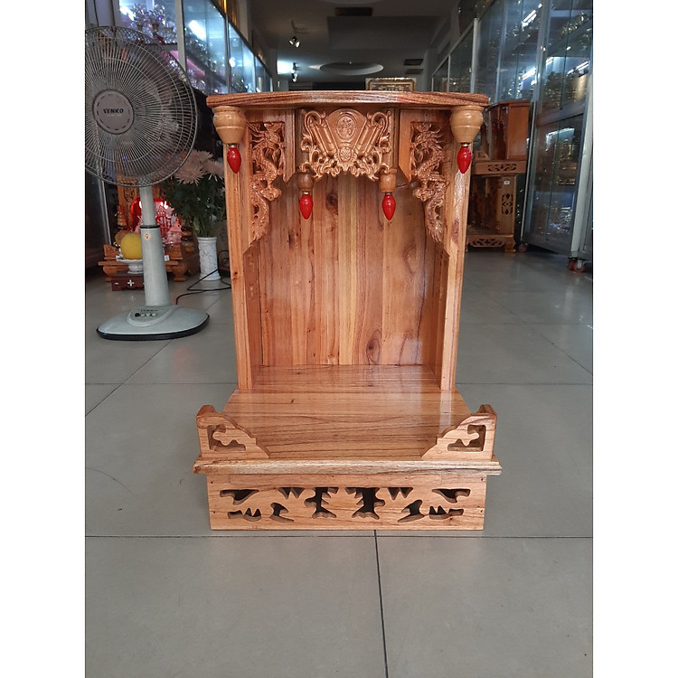 Bàn thờ Thần Tài Ông Địa đẹp gỗ Xoan ngang 40 cao 60 , Mã sản phẩm X4 - Đồ Thờ Thắng Duyên Đại Phát