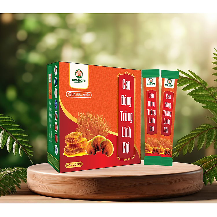 Cao Đông Trùng Hạ Thảo Linh Chi BIO HOPE, Hỗ Trợ Sức Khỏe, Chống Lão Hóa, Ngăn Ngừa Ung Thư, Giảm Stress, Giúp Ngủ Ngon Sâu Giấc - Hộp 20 Gói