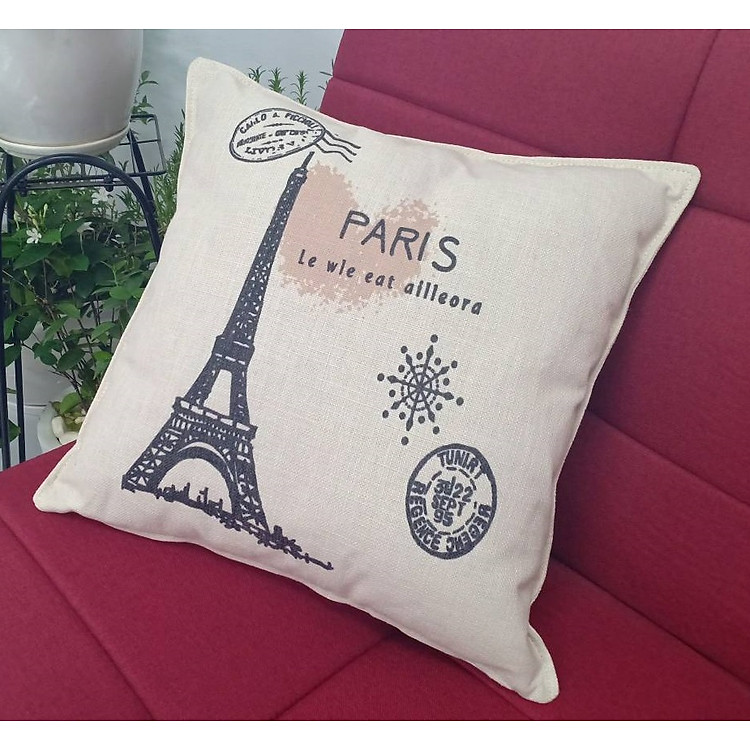 Gối tựa trang trí sofa BNS (45x45cm) Hình Tháp Paris