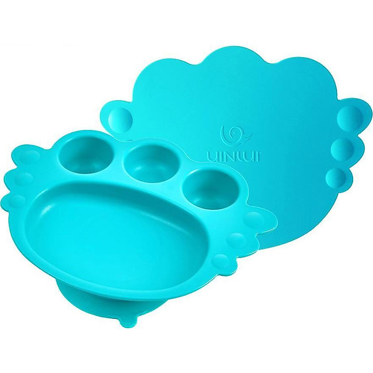 Khay ăn dặm dính Uinlui xanh aqua Chính hãng Giá tốt - Hình ảnh 3