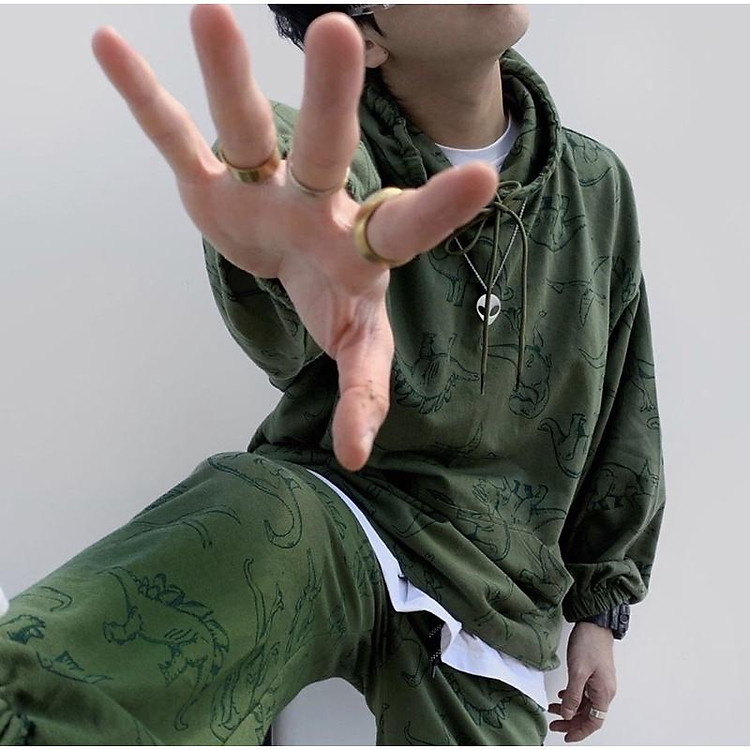 SIÊU PHẨM SET ĐỒ UNISEX KHỦNG LONG XANH