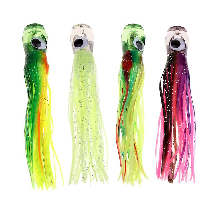 4pcs Saltwater Fishing Octopus Squid Skirt Lure Marlin Tuna Trolling Lure