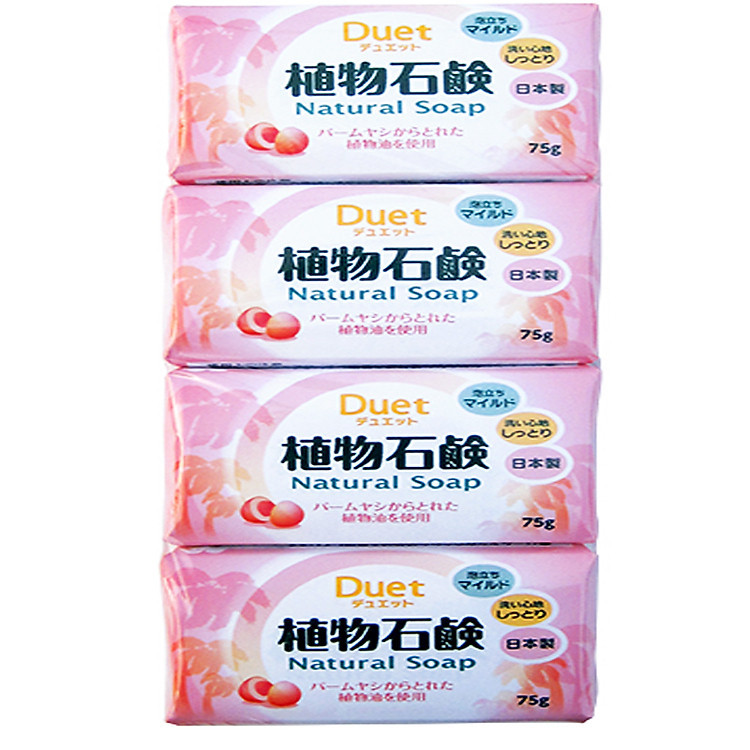 Combo 4 Bánh Xà Bông Tắm Dưỡng Trắng Da Thảo Mộc DUET Nhật Bản 75g