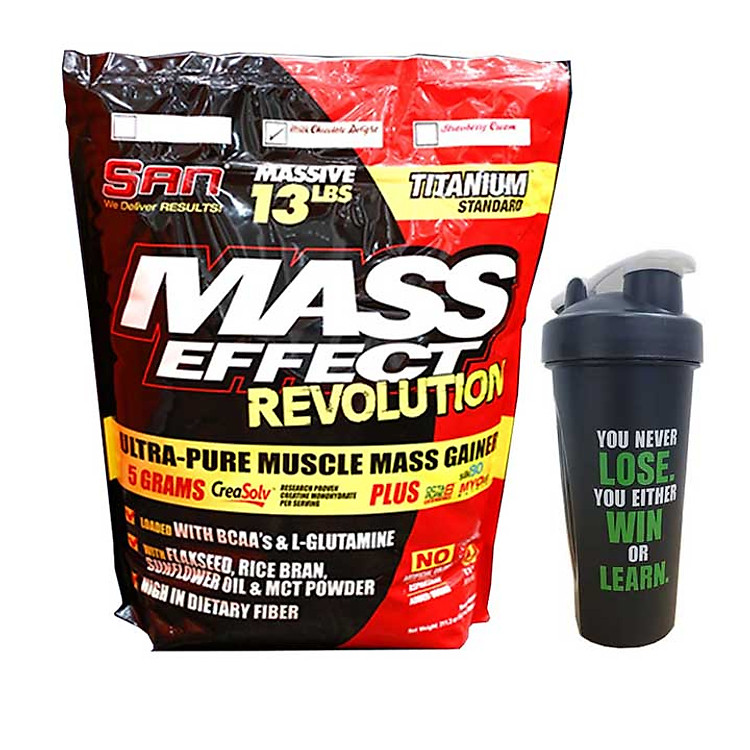 Combo Sữa tăng cân cao cấp Mass Effect của SAN hương socola bịch 5.9kg & Bình lắc 600 ml