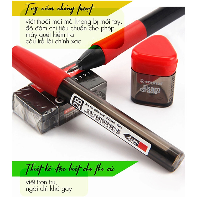 Bộ Bút Chì Bấm STABILO Exam Grade 9883 2.0mm + Bút Bi Performer xanh - Ảnh 2