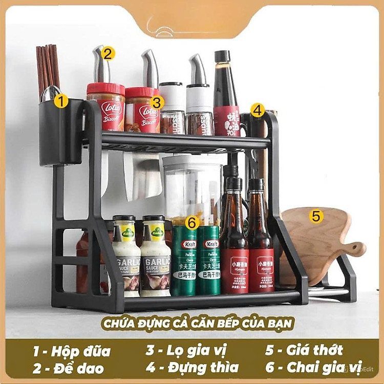Kệ Gia Vị 2 Tầng Nhà Bếp Đa Năng, Tối Ưu Hoá Không Gian Bếp Nhà Bạn