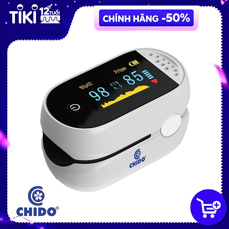 Máy đo kiểm tra nồng độ bão hòa oxy Spo2 trong máu theo dõi nhịp tim Chido kẹp ngón tay công nghệ Nhật Bản siêu chính xác-Hàng chính hãng