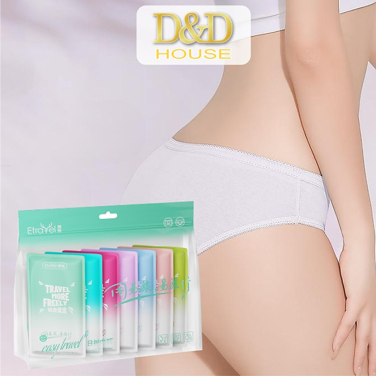 Combo 7 quần lót cotton nữ nhiều màu du lịch dùng 1 lần