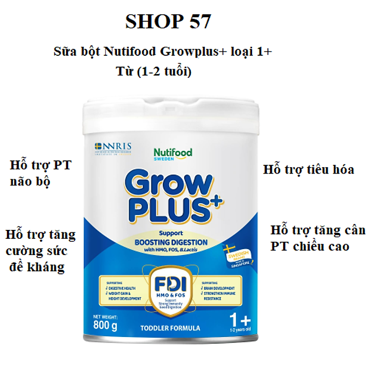 Sữa bột Nutifood Growplus 1+ hỗ trợ tiêu hóa,giúp trẻ ăn ngon miệng từ 1-2 tuổi