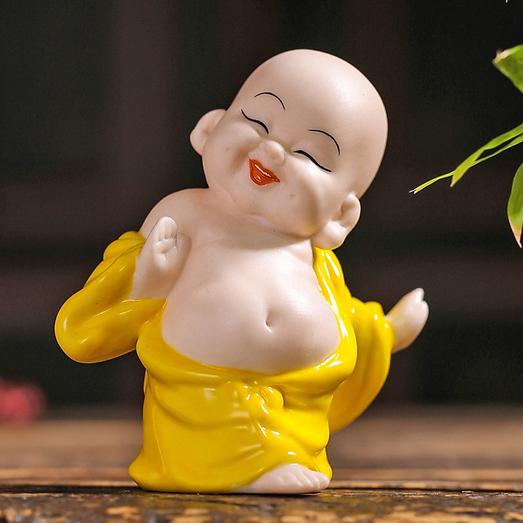 Tượng Chú Tiểu Gốm Hoan Hỉ Decor Trang Trí Nhà_ Hàng Chính Hãng