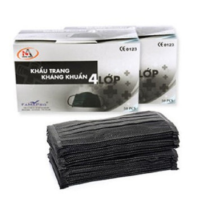 Combo 2 hộp khẩu trang y tế 4 lớp Nam Anh đen