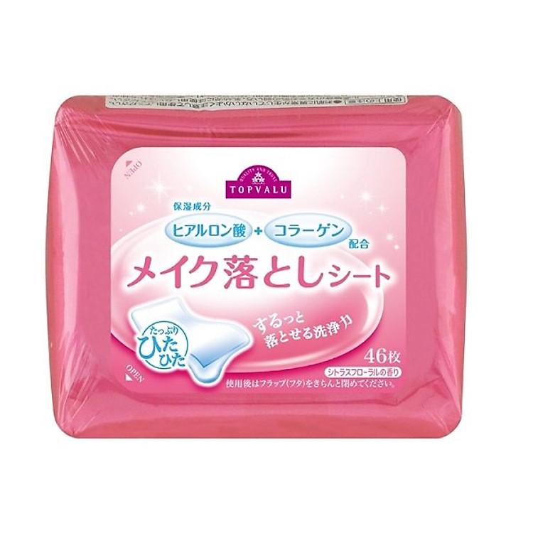 Khăn giấy ướt tẩy trang không chứa dầu 46 miếng Topvalu