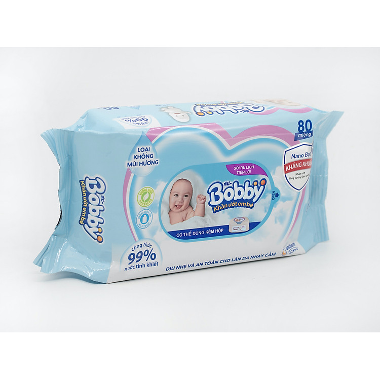 Khăn ướt Bobby NANO Bạc 80 tờ Ưu đãi - Hình ảnh 4
