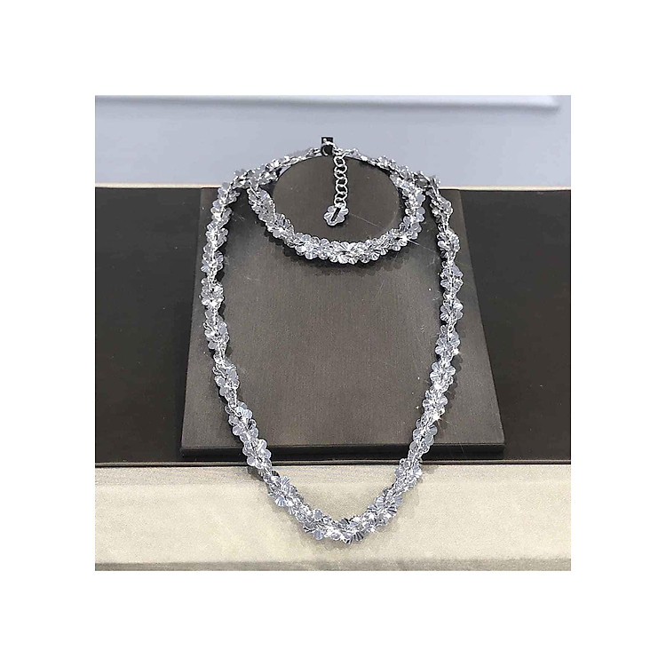 Dây chuyền bạc xi bạch kim xoắn hoa mai (DC 760005)