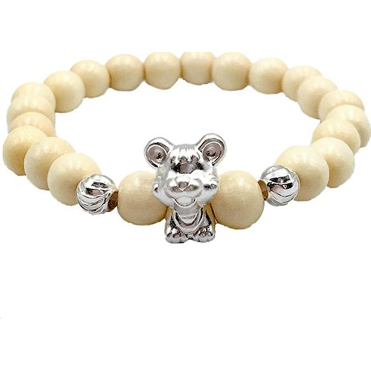 Vòng Tay Dâu Tằm Bi Bạc Charm Chuột Cho Bé Tuổi Tý