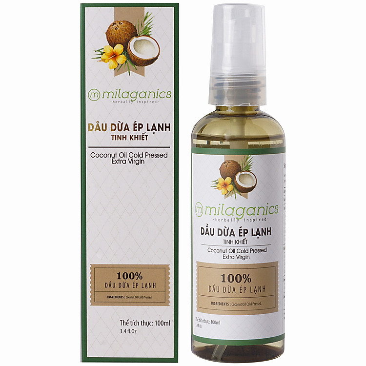 Dầu Dừa Ép Lạnh Tinh Khiết Milaganics (100ml)