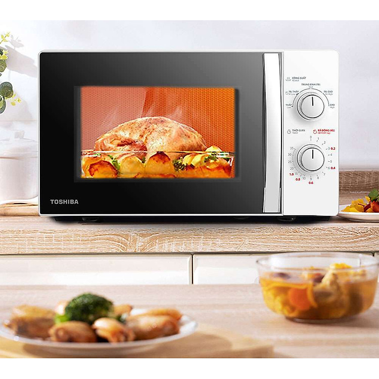 Lò vi sóng Toshiba MWP-MM20P(WH) - Dung tích 20 lít, 5 mức công suất, Kết hợp chống thấm 3 lớp, Kháng khuẩn bên trong lò - Hàng chính hãng
