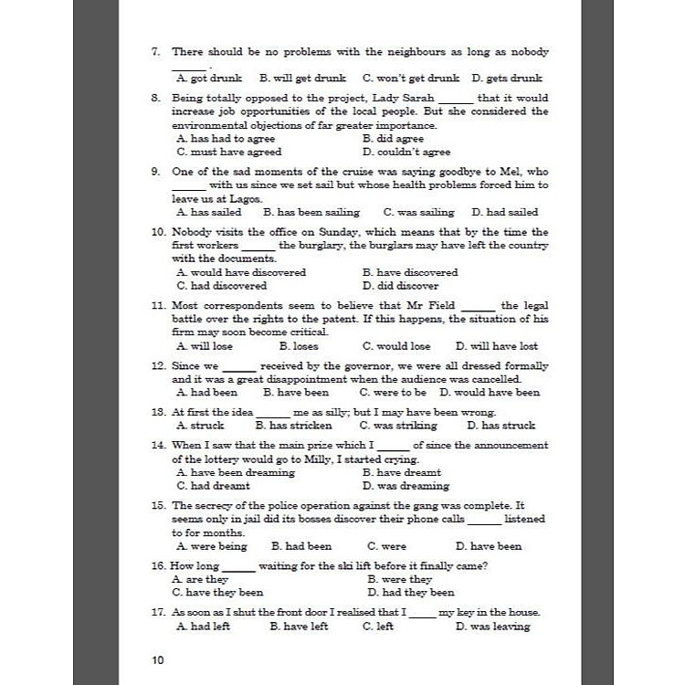 Câu hỏi trắc nghiệm chuyên đề ngữ pháp Tiếng Anh - Ảnh 7