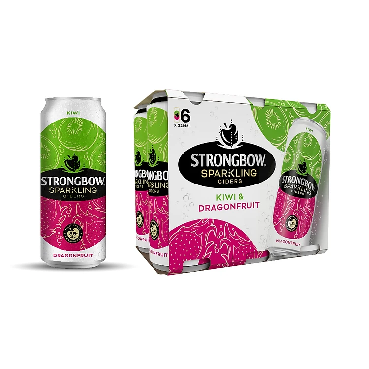 Lốc 6 Lon Nước Trái Cây Lên Men Strongbow Vị Kiwi Và Thanh Long 320ml