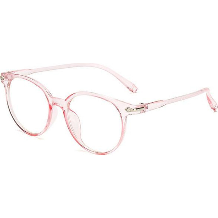 Gọng Kính Oval Thời Trang Retro Phong Cách Hàn Quốc TR90 - Tặng Kèm Hộp Kính Thời Trang - Màu Hồng Cánh Sen