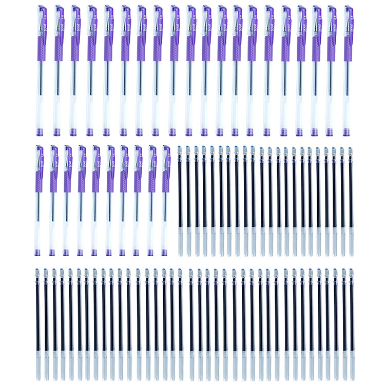 Combo 30 Bút Viết Nước Gel + 60 Ruột Bút Tím Cho Học Sinh Tiểu Học Viên