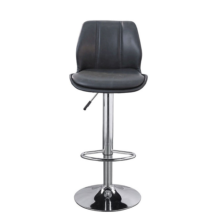 Ghế quầy bar quầy tiếp khách đảo bếp nệm nâu bò CB2305-P Nội thất Capta Ghế quầy đảo bếp có tựa lưng cao tựa nệm PVC nâu xám chân ghế tăng giảm thép mạ chrome bóng hcm