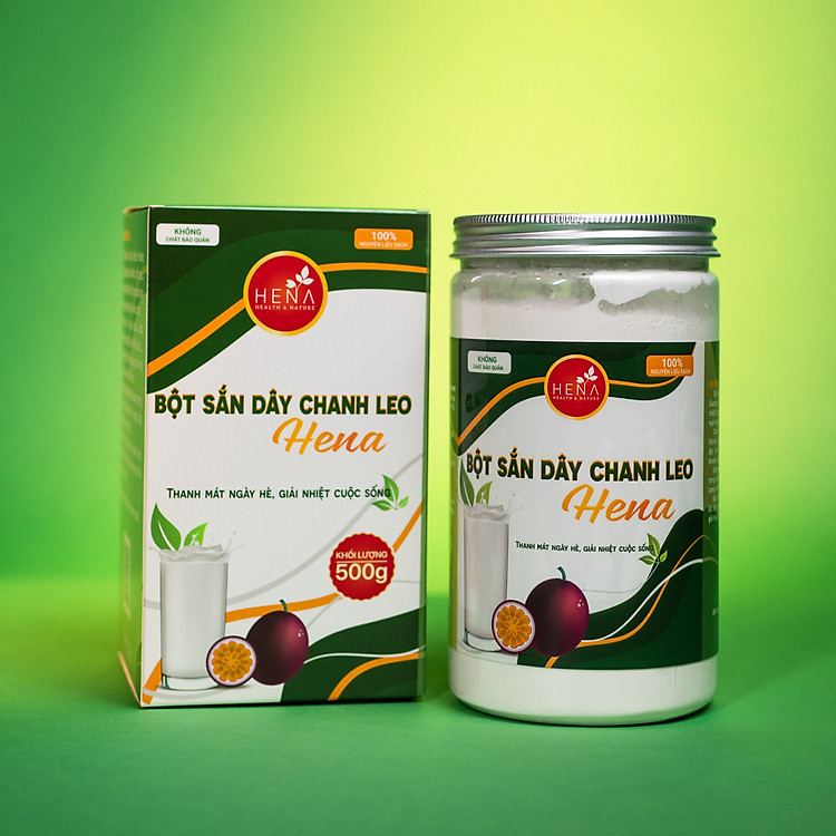 Bột Sắn Dây Cao Cấp Hena 500g - Tinh Bột Sắn Dây hương vị Chanh Dây (Chanh Leo) - 100% Nguyên Liệu Từ Thiên Nhiên - Giúp Thanh Lọc và Giải Nhiệt Cho Cơ Thể - Đã Được Kiểm Nghiệm và Công Bố
