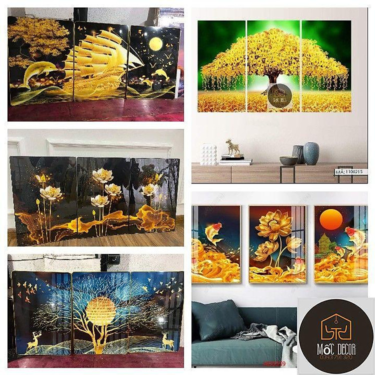 Tranh tráng gương RẺ VÔ ĐỊCH, xả combo 3 tranh cỡ vừa 30x40cm, 40x60cm có móc treo tặng kèm đinh, không cần khoan tường