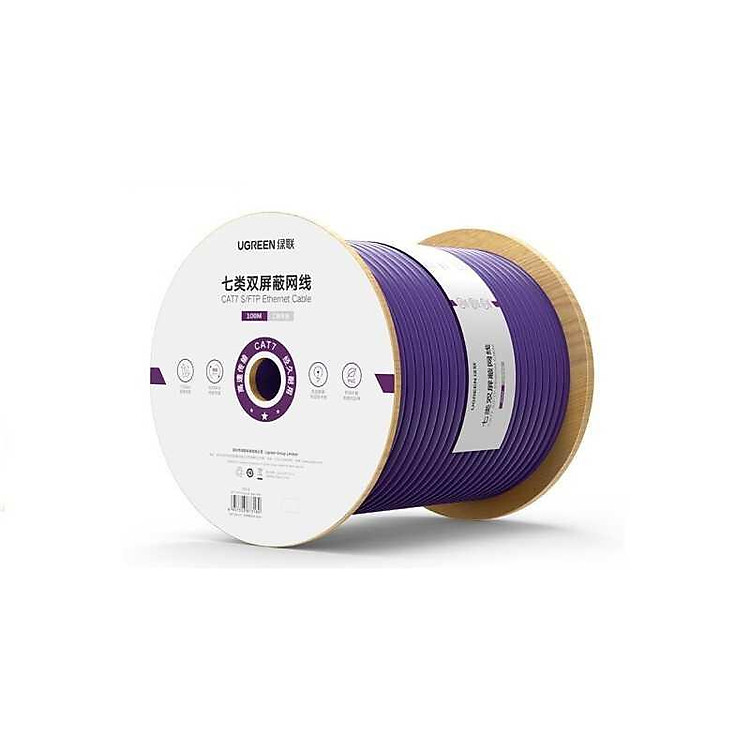 Cuộn cáp mạng CAT7 màu tím 100M Ugreen 40320 100m OD0.58mm đồng nguyên chất được bảo vệ kép - HÀNG CHÍNH HÃNG