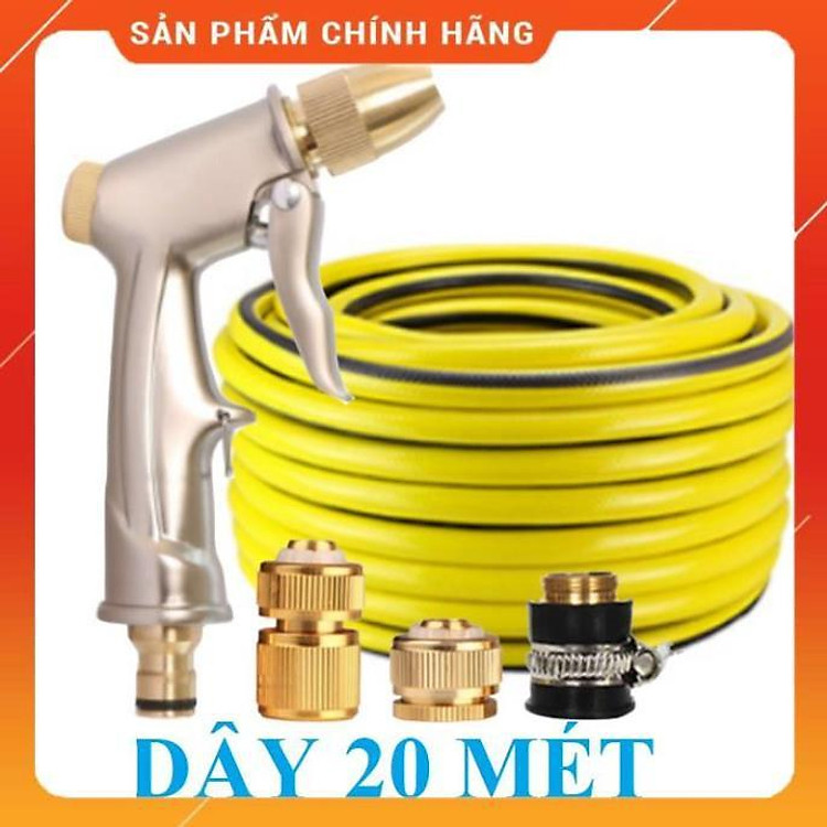 Vòi Xịt Rửa Xe️ Bộ dây vòi xịt nước rửa xe, tưới cây , tăng áp 3 lần, loại 20m 206701-1 đầu đồng, cút đồng