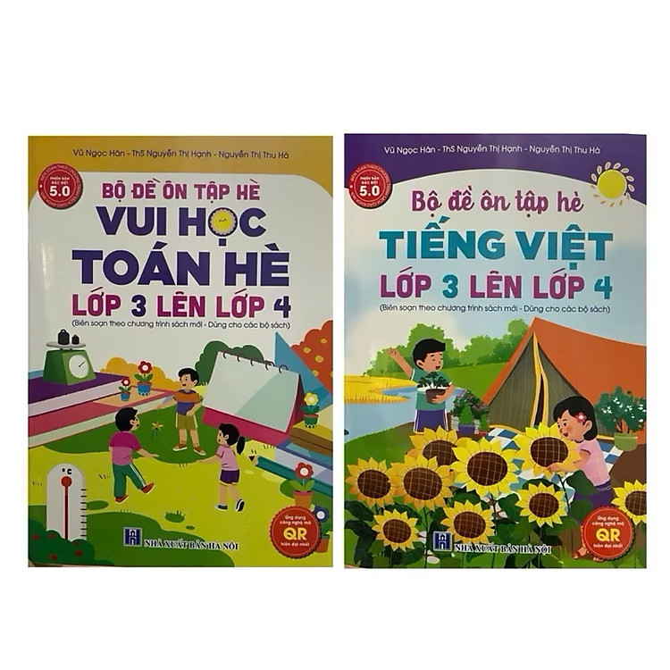 Sách - ( Combo 2 cuốn ) Bộ đề ôn tập hè vui học toán + tiếng việt lớp 3 lên lớp 4 biên soạn theo chương trình sách mới )