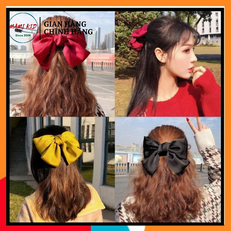 KẸP TÓC NƠ, buộc tóc nơ bản to, DÂY CỘT TÓC nơ, phong cách hàn quốc, SIÊU ĐÁNG YÊU, tiểu thư cho mẹ và bé