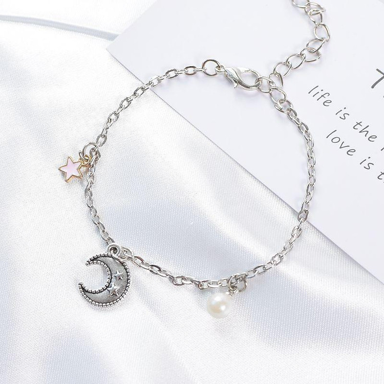 Vòng lắc tay gốm dễ thương mặt trăng xám vòng tay nữ phong cách Hàn Quốc