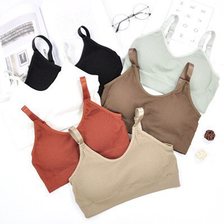 Áo bra cotton gân tăm tập gym yoga