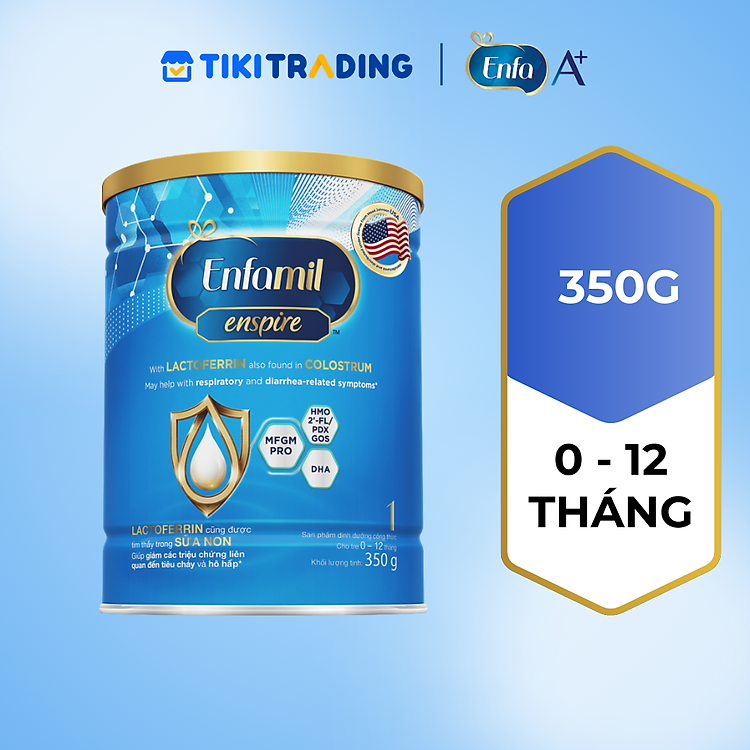 Sữa bột Enfamil Enspire 1 350g hỗ trợ đề kháng với Lactoferrin dành cho trẻ từ 0-12 tháng tuổi