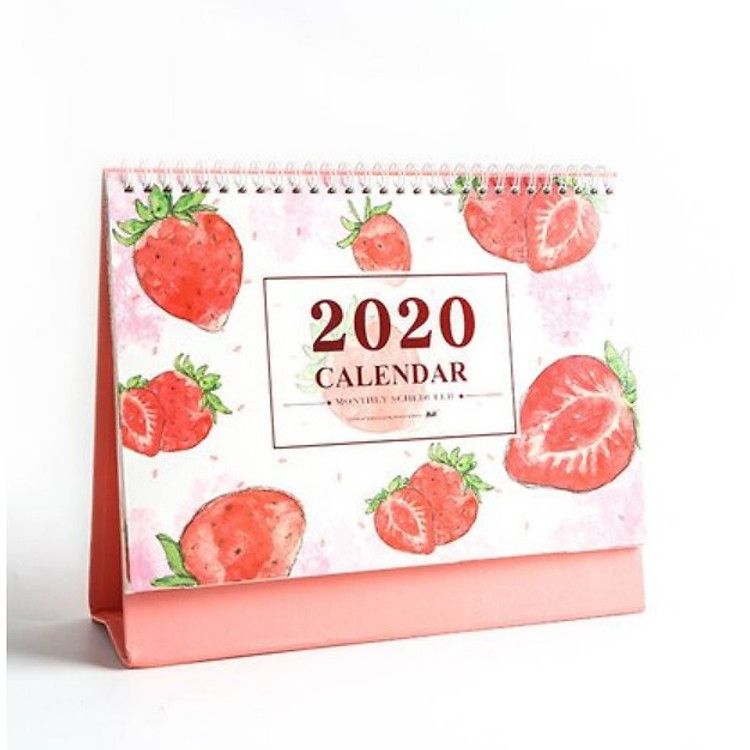 Lịch Để Bàn 2020 Hình Trái Cây - Quả Dâu (Kèm Sticker Trang Trí)