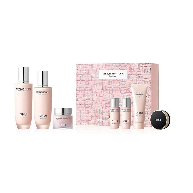 Bộ Dưỡng Da Dưỡng Ẩm Ohui Miracle Moisture 3pcs Special Set Tặng cushion
