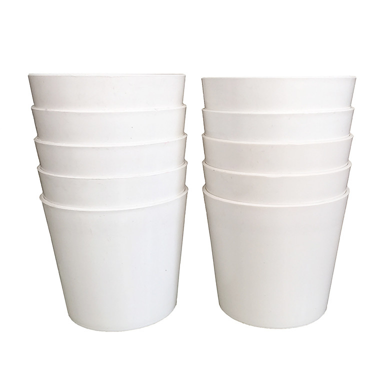 Bộ 10 chậu tròn trơn nhựa dày màu trắng 14x13x11cm