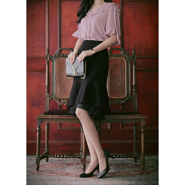 Chân Váy Đen Đuôi Cá 2 Tầng Ngọt Ngào CV 135