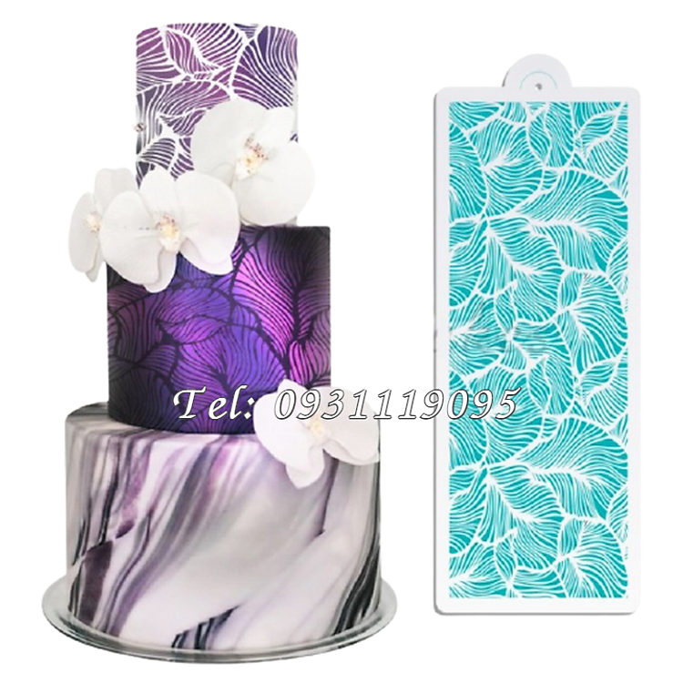 Khuôn rắc bột Stencil trang trí bánh, làm viền rau câu, Fondant hình lá rêu - Mã số 1051