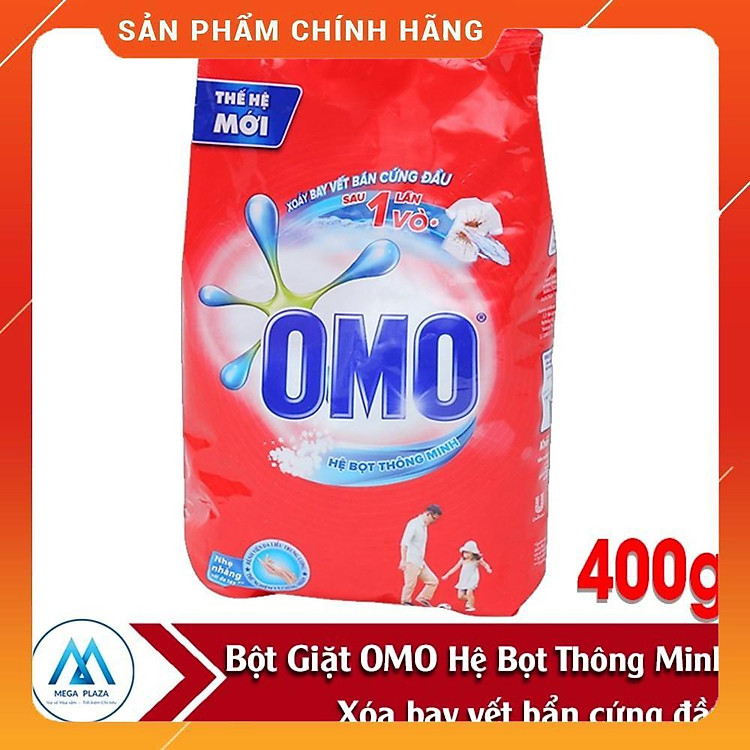 Bột giặt OMO 400g Đỏ Giặt Tay Hệ Bọt Thông Minh 400 gr [Có sẵn
