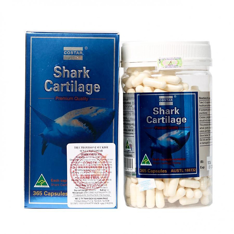 Thực phẩm chức năng Viên Sụn vi cá mập blue shark cartilage costar 750mg Úc (365 viên)