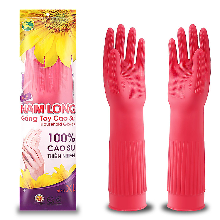 Găng Tay Cao Su Size XL (41CM) Rửa Chén, Giặt Đồ, Lau Chùi, Làm Bếp - Găng Tay Cao Su Nam Long