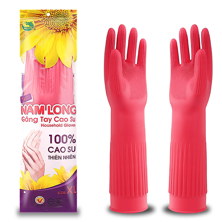 Găng Tay Cao Su Size XL (41CM) Rửa Chén, Giặt Đồ, Lau Chùi, Làm Bếp - Găng Tay Cao Su Nam Long