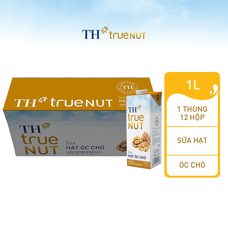 Thùng 12 hộp sữa hạt óc chó TH true NUT 1 L (1 L x 12)