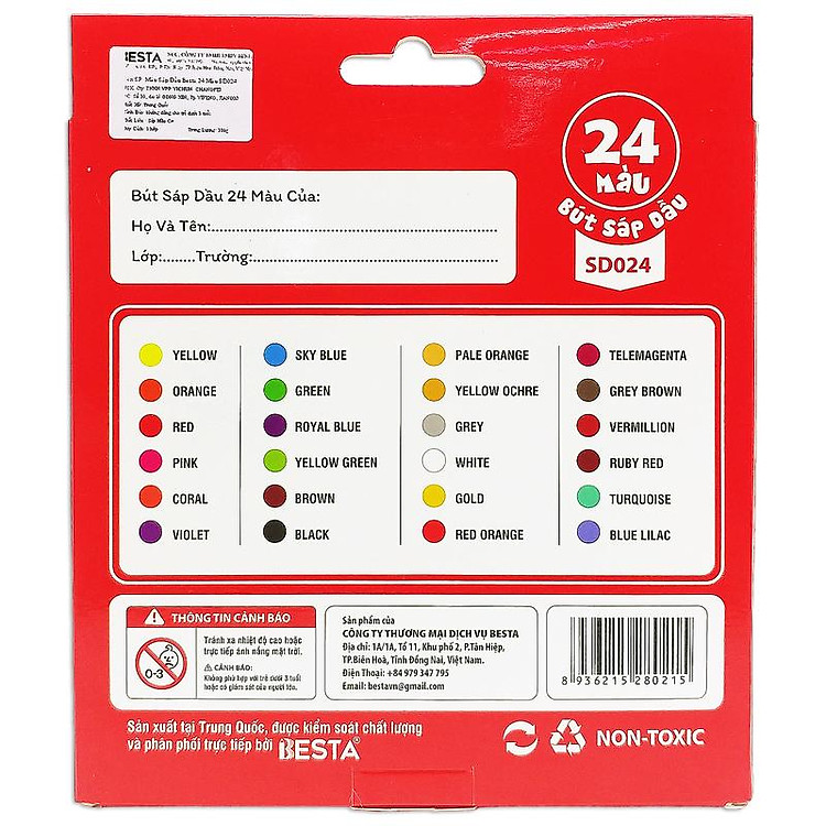 Hộp 24 Bút Màu Sáp Dầu Besta SD024 - Ảnh 7