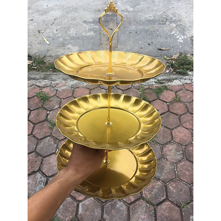 Khay đựng bánh kẹo, hoa quả 3 tầng