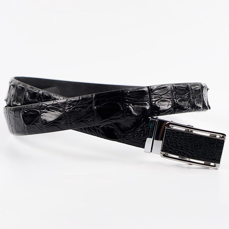 Thắt Lưng Da Cá Sấu Cao Cấp MrFour - Dây Lưng Cá Sấu Gai Màu Đen | Mens Crocodile Belts