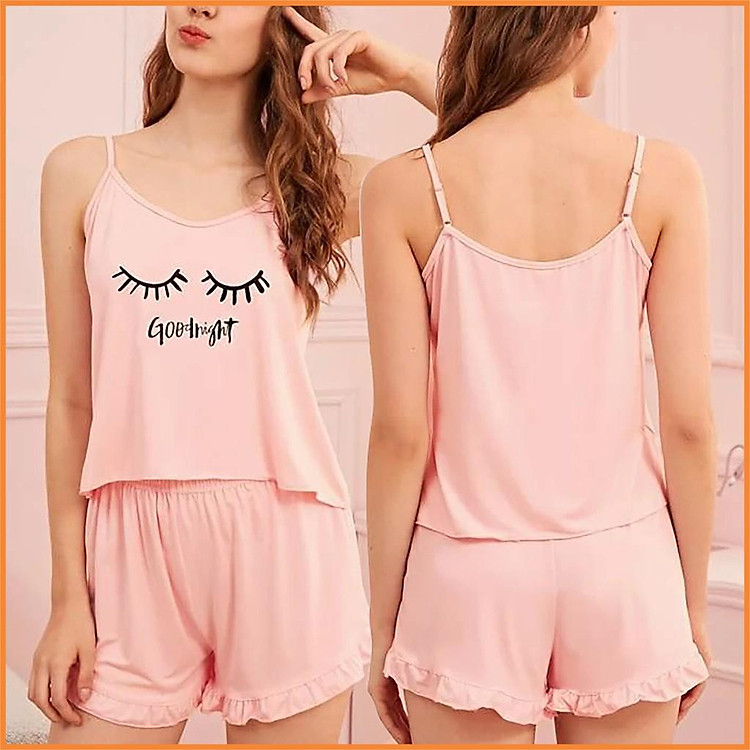 DB033 - Bộ đồ ngủ áo 2 dây quần đùi thun cotton và là đồ bộ mặc nhà, đi chơi dạo phố, đồ ngủ mùa hè dễ thương. Macmot